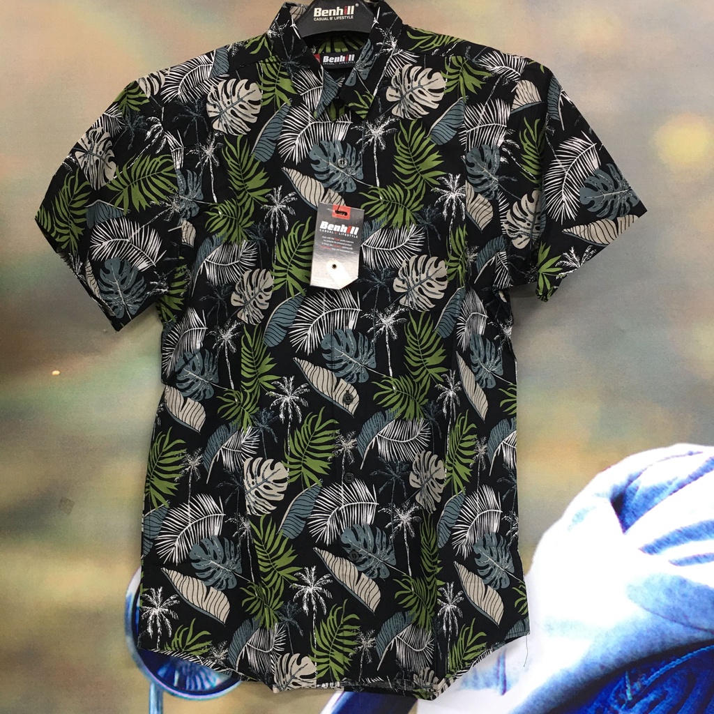 Benhill Kemeja Pria Katun Printing Lengan Pendek