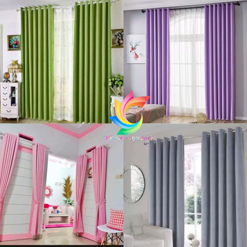 Gorden Blackout polos Bahan blackout import tebal abu tua mocca pink ungu hitam coklat Hordeng jende