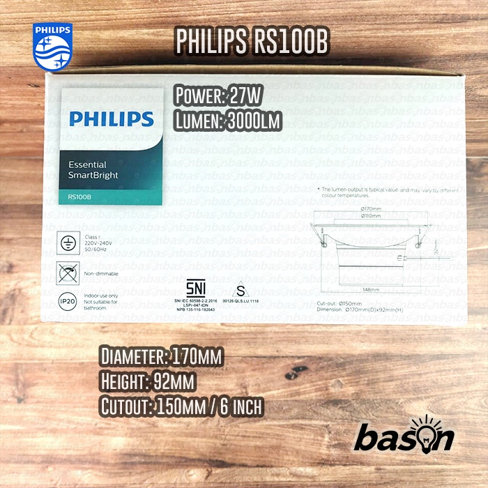 PHILIPS RS100B 27W 3000lm D150 - Essential SmartBright LED Spotlight