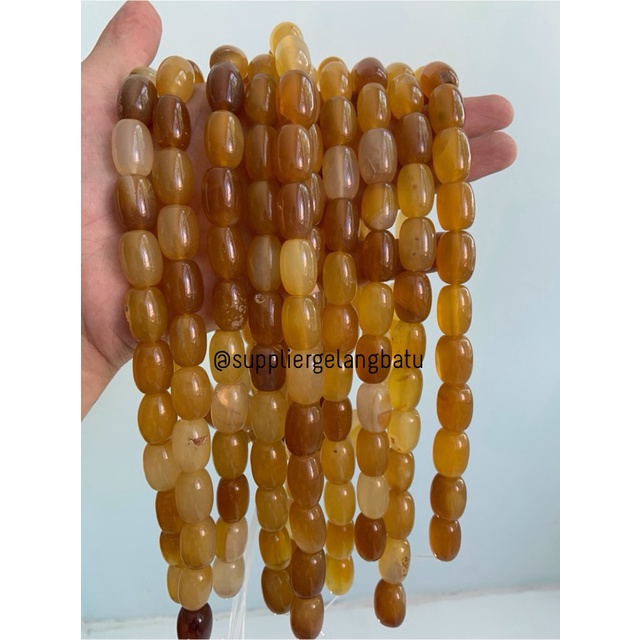 batu alam Penden tabung yellow agate 2 x 1,5 cm coklat bahan craft