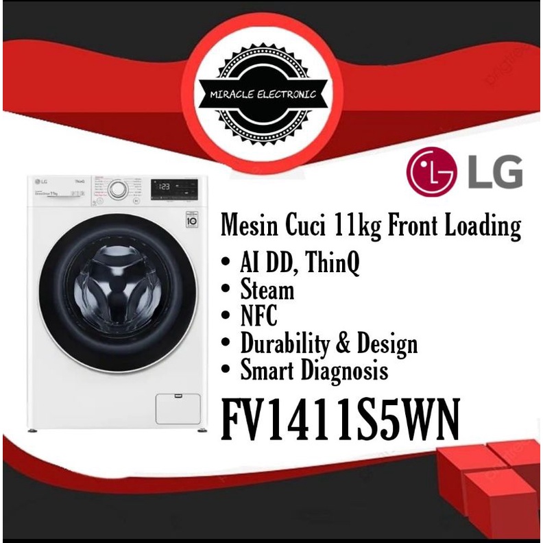 Mesin Cuci LG FV1411S5WN FRONT LOADING AIDD SMART DIAGNOSIS STEAM