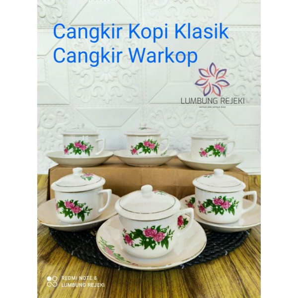 Cangkir Kopi Jadul Plus Tutup/ Cangkir Kopi Keramik/ Cangkir kopi/ cangkir angkringan/cangkir warkop