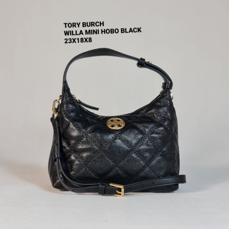 Tas Tory Burch Willa Mini Hobo Black New Original