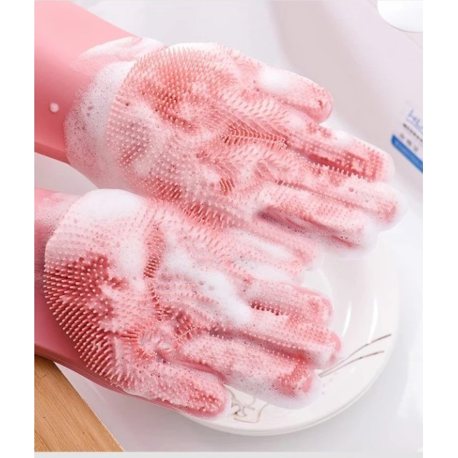 SET 2 PCS Sarung Tangan Cuci Piring Silikon 1 Pasang Dishwashing Glove