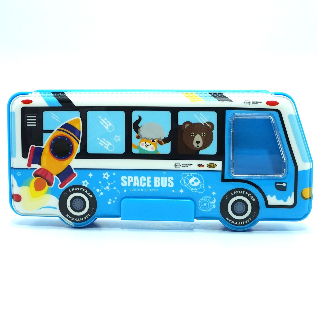 KOTAK PENSIL ANAK LUCU &quot;SPACE BUS&quot;  VARIAN WARNA : BIRU MUDA, BIRU TUA, DAN PINK (IMPORT)