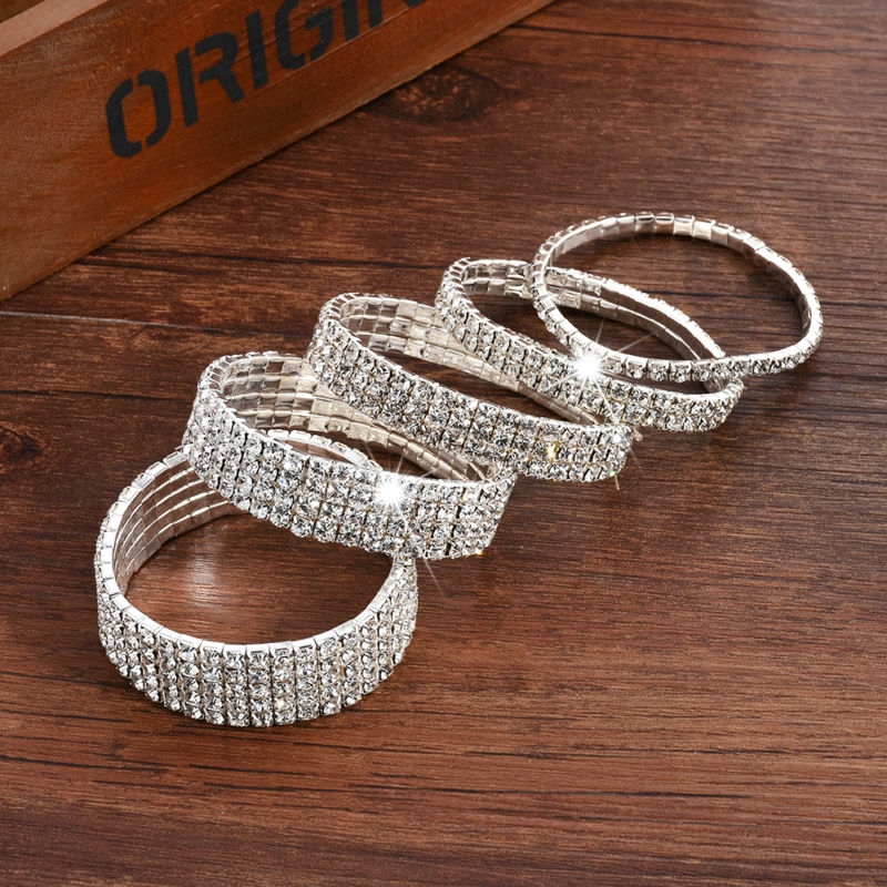 【TERSEDIA &amp; COD】Fashion Crystal Rhinestone Stretch Bracelet Bangle Wristband Wedding Bridal Gift