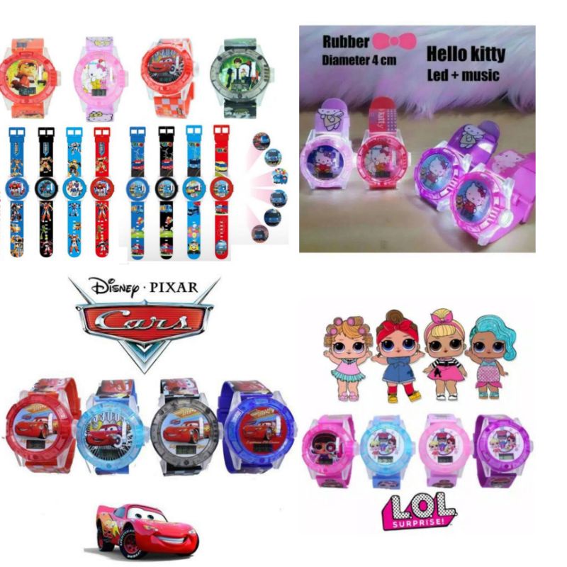 JAM TANGAN ANAK LAKI DAN PEREMPUAN, KARAKTER LED PROYEKTOR MUSIK
