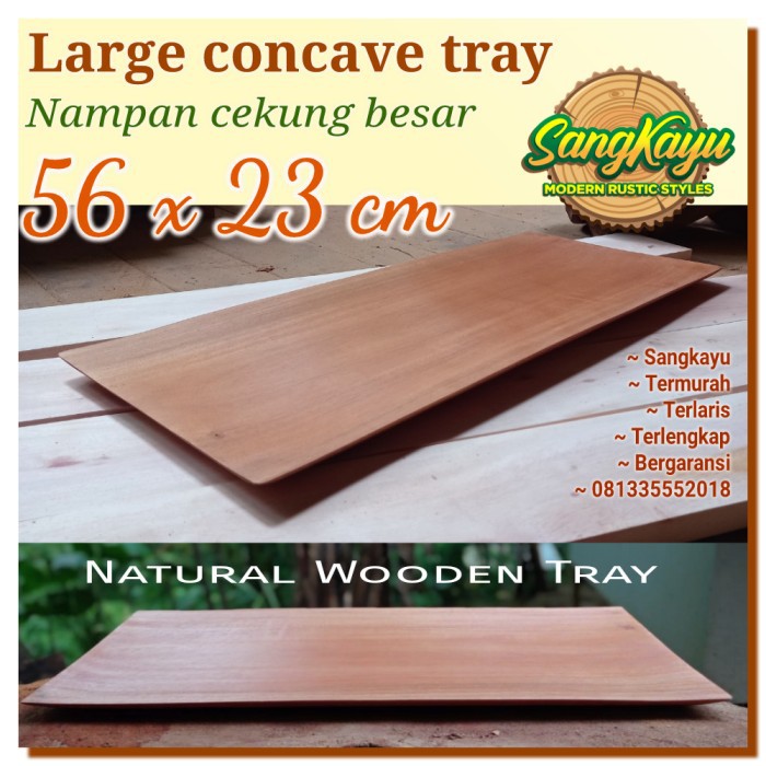 Nampan kayu cekung besar 50x23 cm large concave wooden tray nampan kai