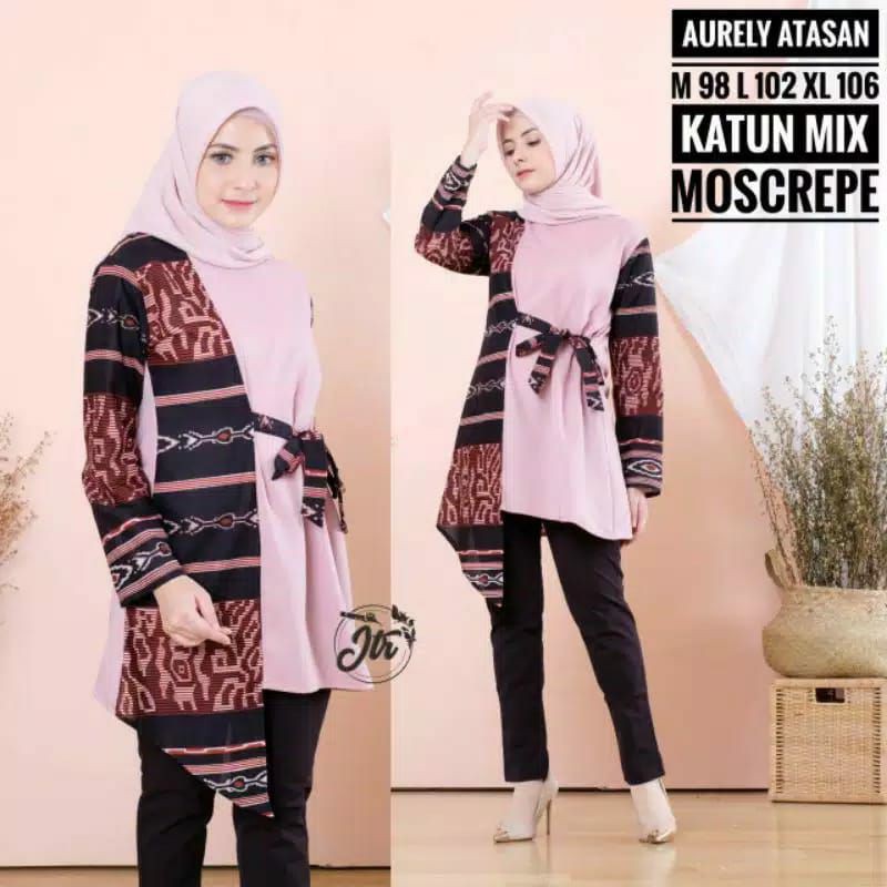 tey-17 Batik wanita ASJ SA HRB026 Kenongo Kemeja Tosca Pendek-Jtr Lancip Pink