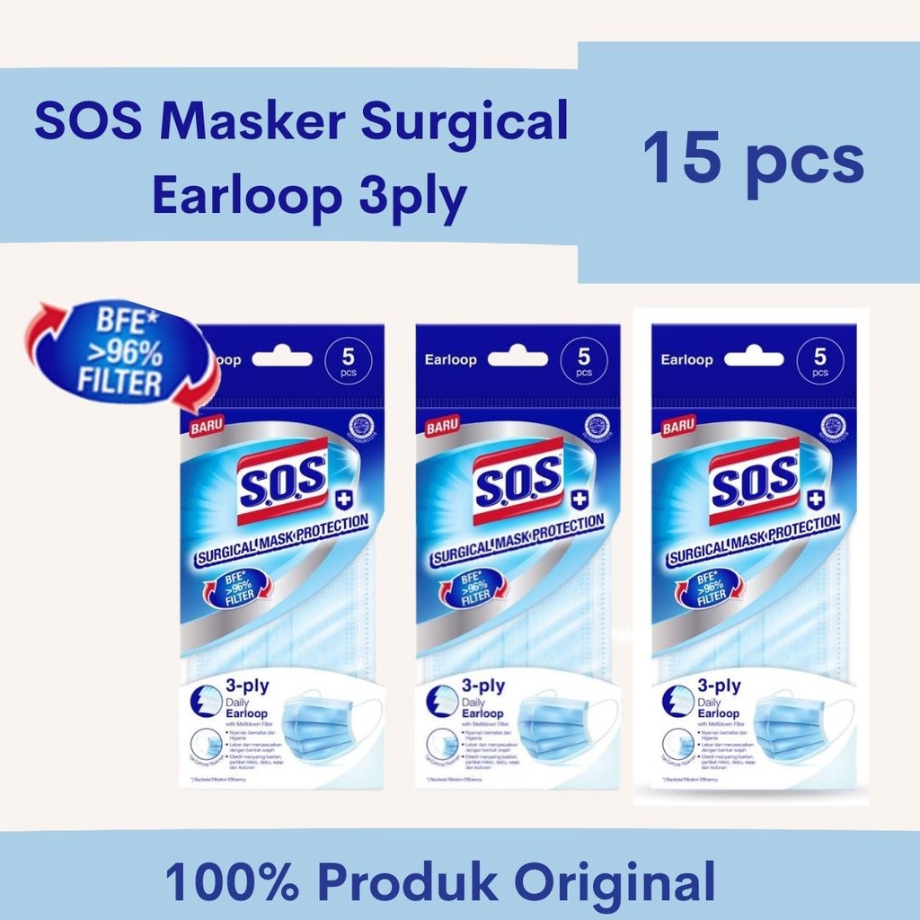 SOS Masker Surgical Earloop 3ply - Surgical Mask Protection