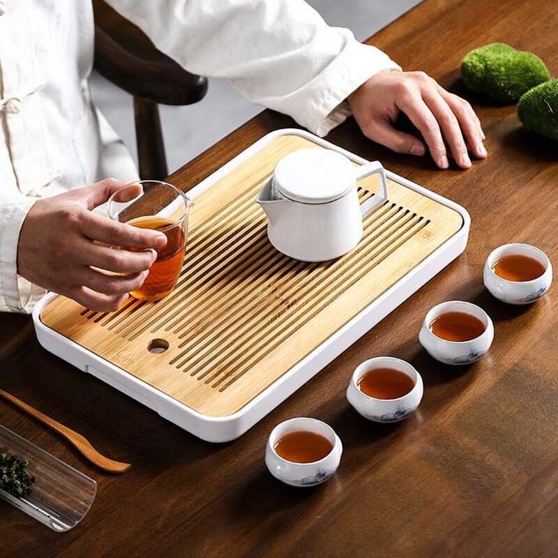 Tatakan Kayu Bambu Alas Gelas Pitcher Teh Minuman Bamboo Tea Tray