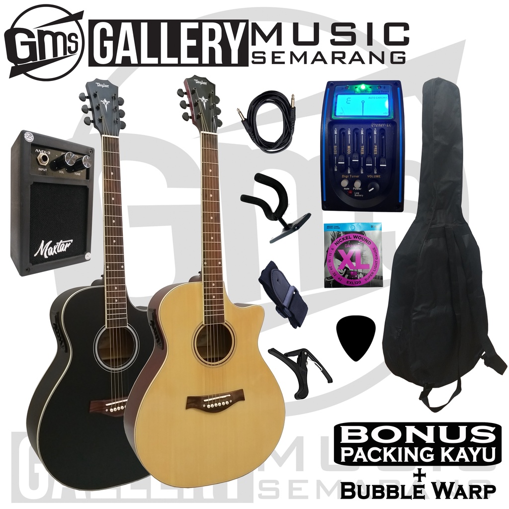 Gitar Akustik Elektrik Taylor Equalizer Tuner LC Prener Custom Paket Super Komplit