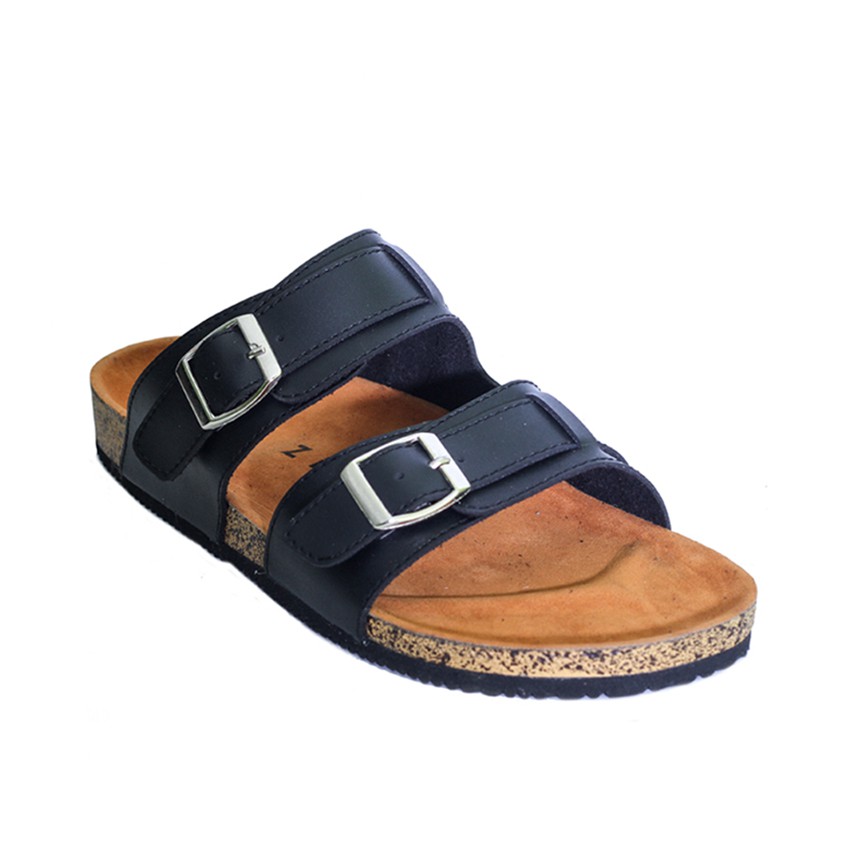 GABRIEL BLACK |FORIND x Zensa| Sendal Jepit Tali Kulit Simpel Kayu Pria/Cowok/Men - Sandal Footwear