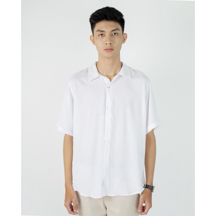 FORTGLASS Short Shirt Rayon Polos Kemeja Pria Polos Lengan Pendek