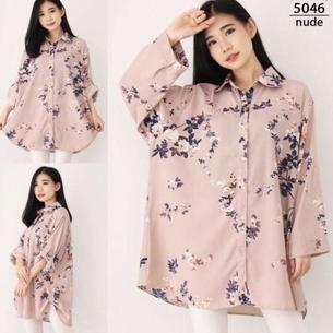 {JO.15Jl22ᴱ} KEMEJA 5046 Baju atasan WANITA Jumbo LD 130cm BIG SIZE XXL XXXL cewek ibu hamil menyusu