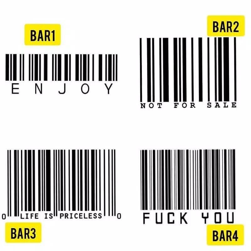 Tato Temporer Barcode teks Stiker Tato Minimalis - BAR