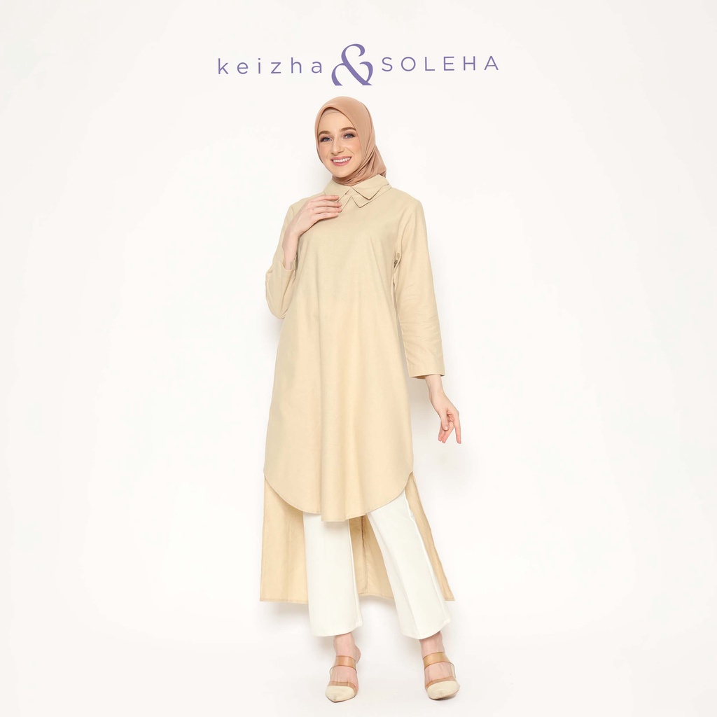 KEIZHA &amp; SOLEHA Double Dress Midi - Gaun Gamis Kemeja Panjang Terusan