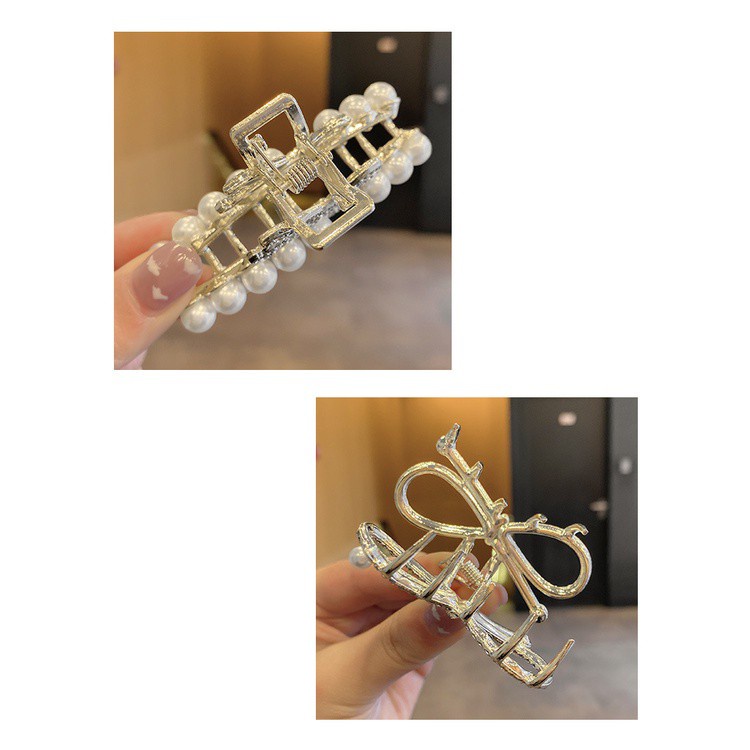 Jepit Rambut Bentuk Hiu Aksen Mutiara Dan Berlian Imitasi Bahan Alloy Gaya Korea Untuk Wanita
