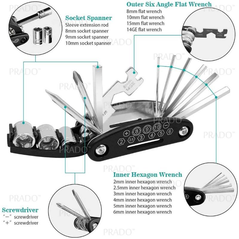 Set Kunci Lipat 16 In 1 Mini Set Kunci Sepeda Lengkap Obeng L Sok Pas Shock Mini Bicycle Set Tool Wrench