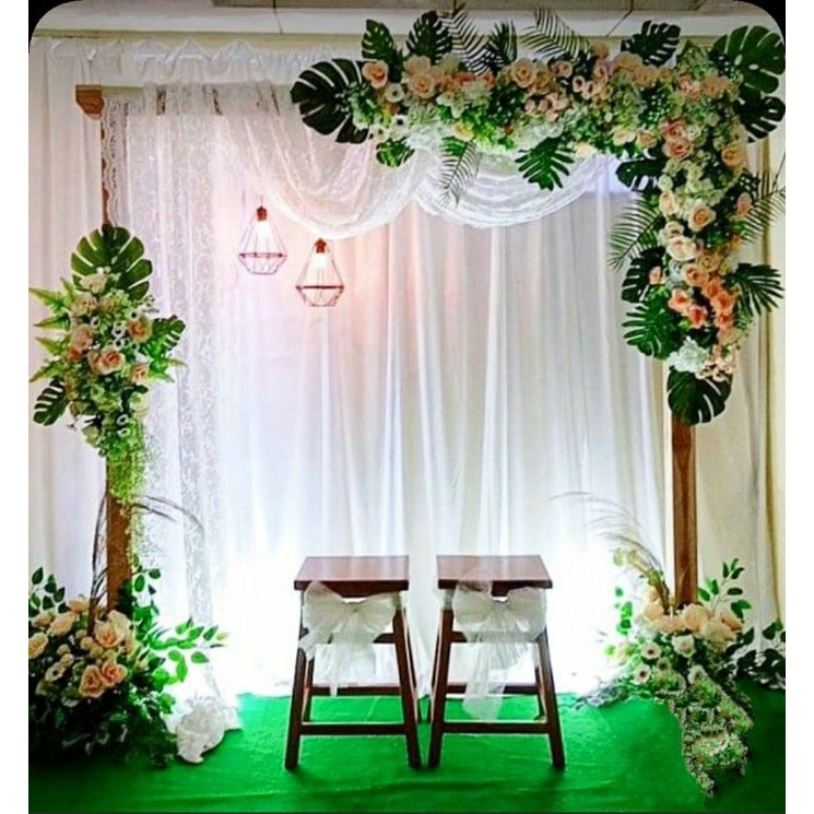 Backdrop dekorasi Kain habutai Lapis Kain Tile untuk acara Lamaran Ulang tahun Aqiqah khitanan dll.