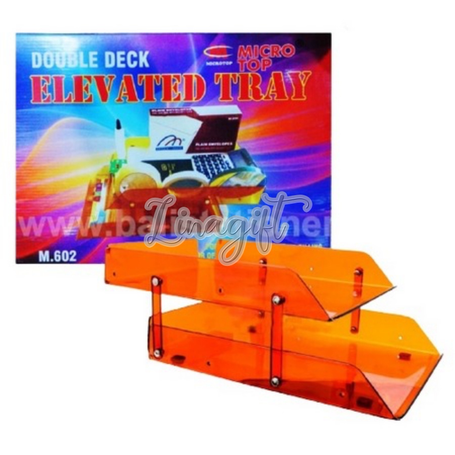 OFFICE SUPPLY / DOUBLE DECK ELEVATED TRAY / PLASTIC LETTER RACK - PLASTIK RAK SURAT 2 TINGKAT / ALAT KANTOR