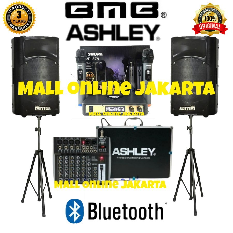 Paket Sound BMB 15 inch aktif original ashley audio system bluetooth