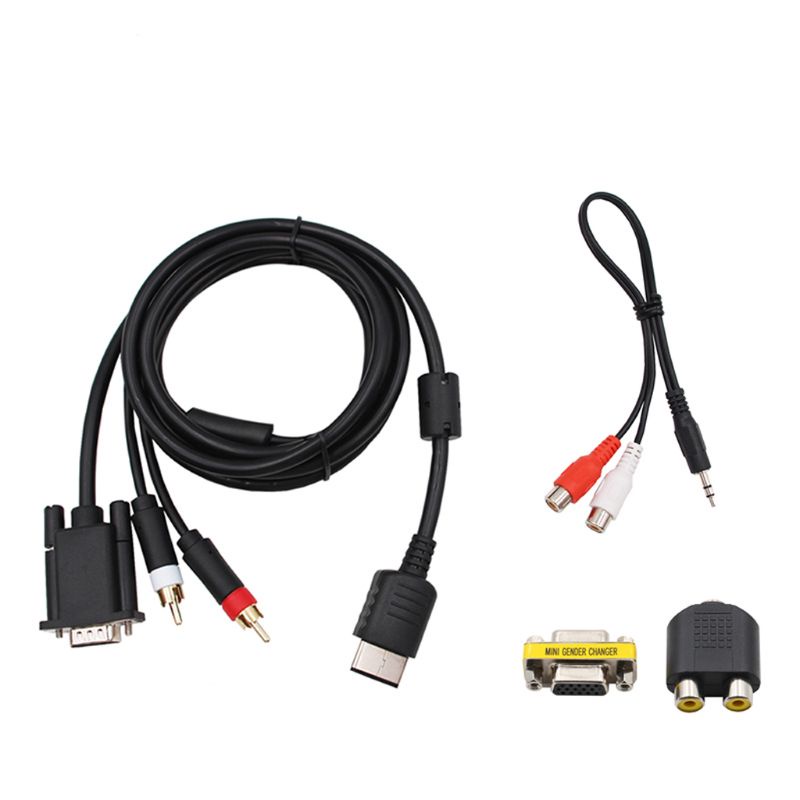 Btsg VGA Monitor Dan RCA+Aksesoris Konsol Adaptor RCA 3.5mm Ke 2-Male