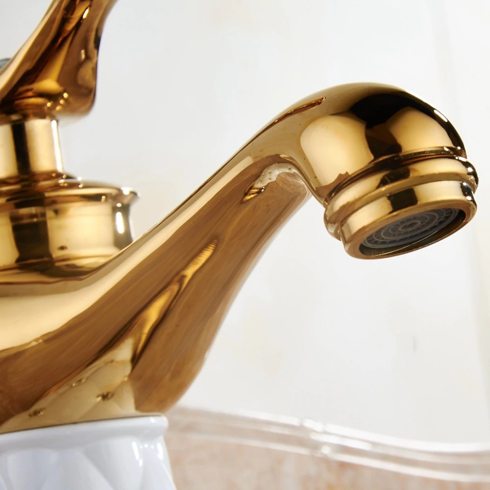 Bathroom Sink Faucet Gold Hot Cold Water Mixer Tap Crane With Diamond Body Copper Golden Faucet Shopee Indonesia