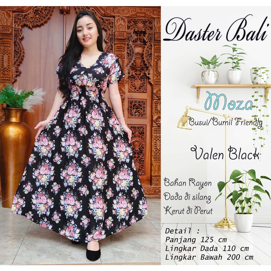 DASTER MOZA PRINT | BALI LONGDRESS-VALEN BLACK