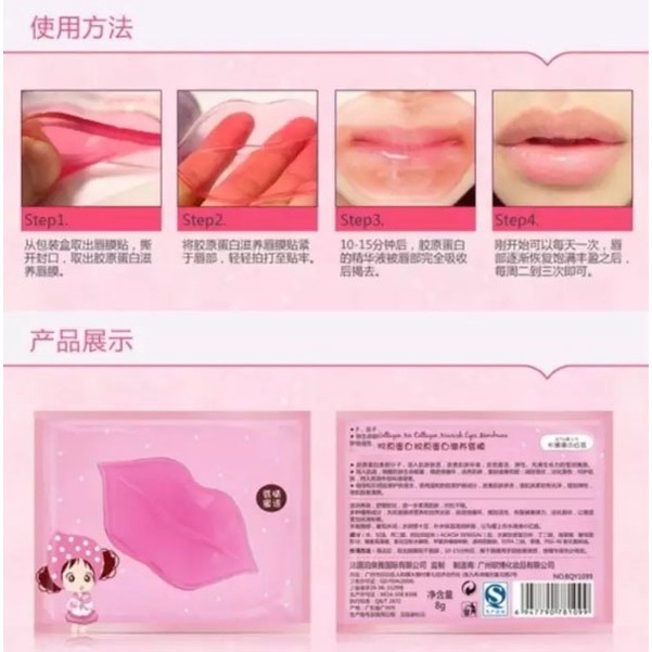 PROMO !!! 10 Pcs Masker Bibir PINK Collagen Nourish Lips ORIGINAL / Collagen Lip Mask Masker Bibir Original Alami Masker Wajah Organik / Masker Wajah Pelembab Bibir Pink Alami Pemerah Bibir Mengobati Bibir Kering Bibir Hitam Bibir Pecah Pelengkap Liptint