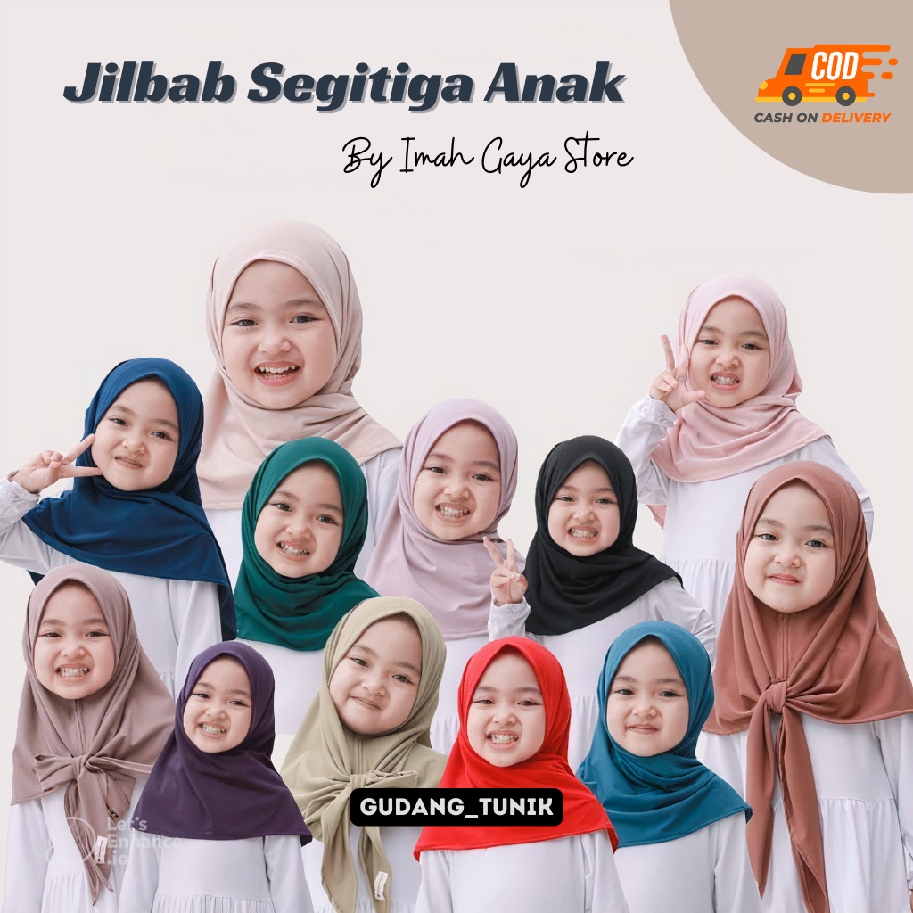 PAKET USAHA JUALAN JILBAB SEGITIGA ANAK / HIJAB KERUDUNG INSTAN SEGITIGA ANAK INSTAN WARNA SERIES WARNA LUCU / HARGA TERBAIK