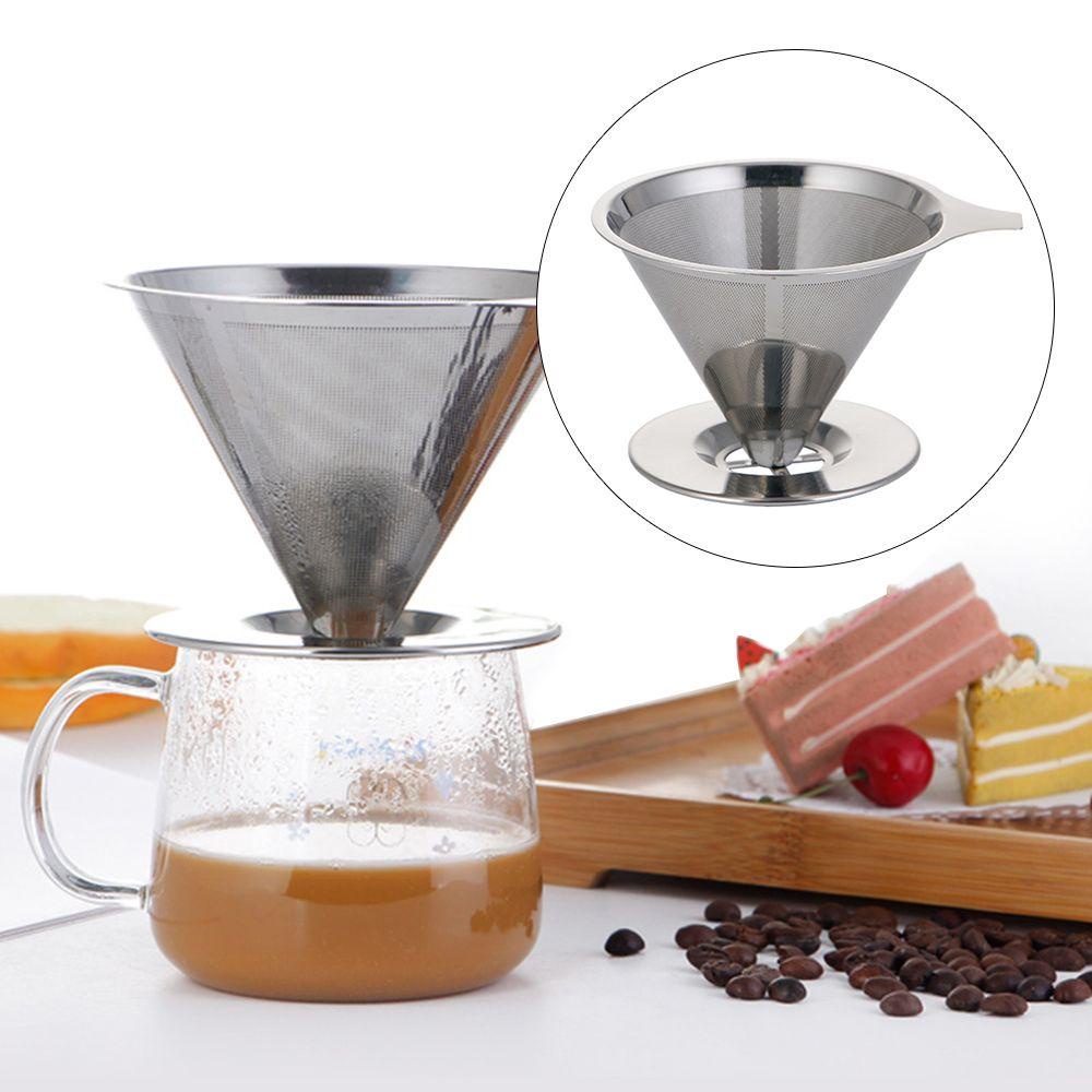 Solighter Pour Over Coffee Dripper Mudah Dibersihkan Tanpa Kertas Stainless Steel 1-2 Cup Slow Drip