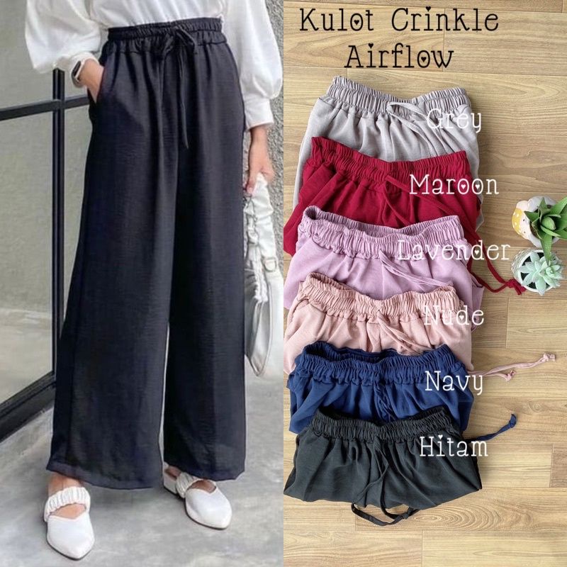 LOOSE PANTS CULLOTE CELANA PANJANG SANTAI KULOT CRINKLE WANITA