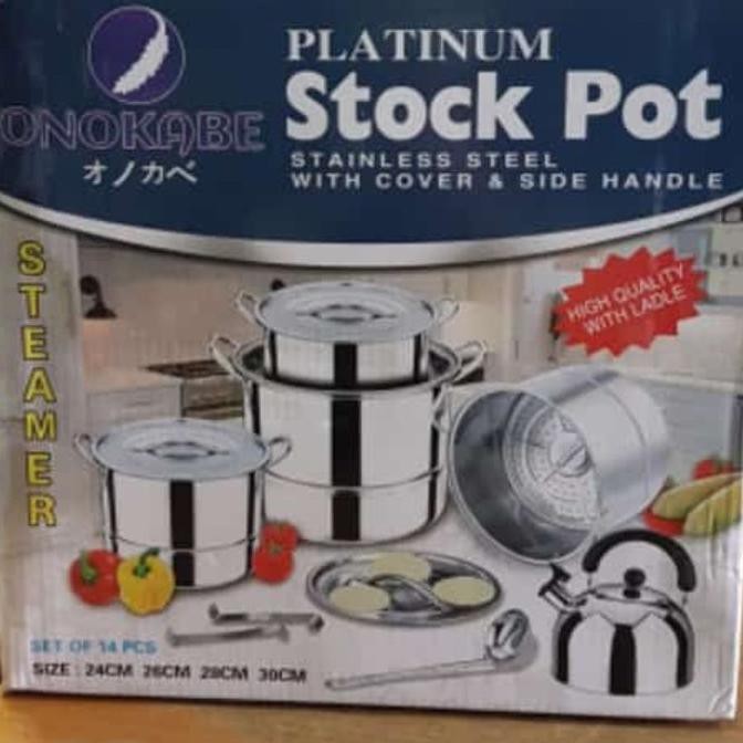 PANCI KUKUS / DANDANG STOCK POT STAINLESS ONOKABE + STEAMER ISI 5 SET