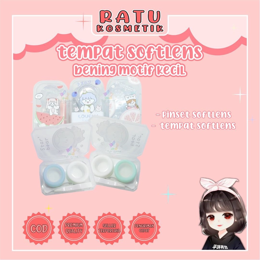 ❤ RATU ❤ Tempat Softlens Mini Murah | Lencase Soflens | Lens Case | Cat | Bear | Buah | Karakter Hewan