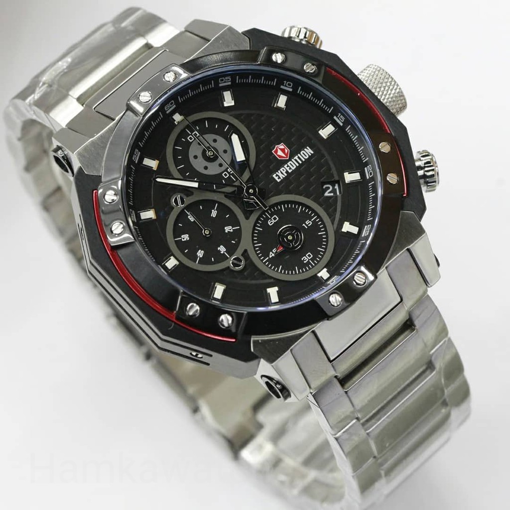 jam tangan / Watch_Id pria expedition original E6385 silver black Stanlesstell