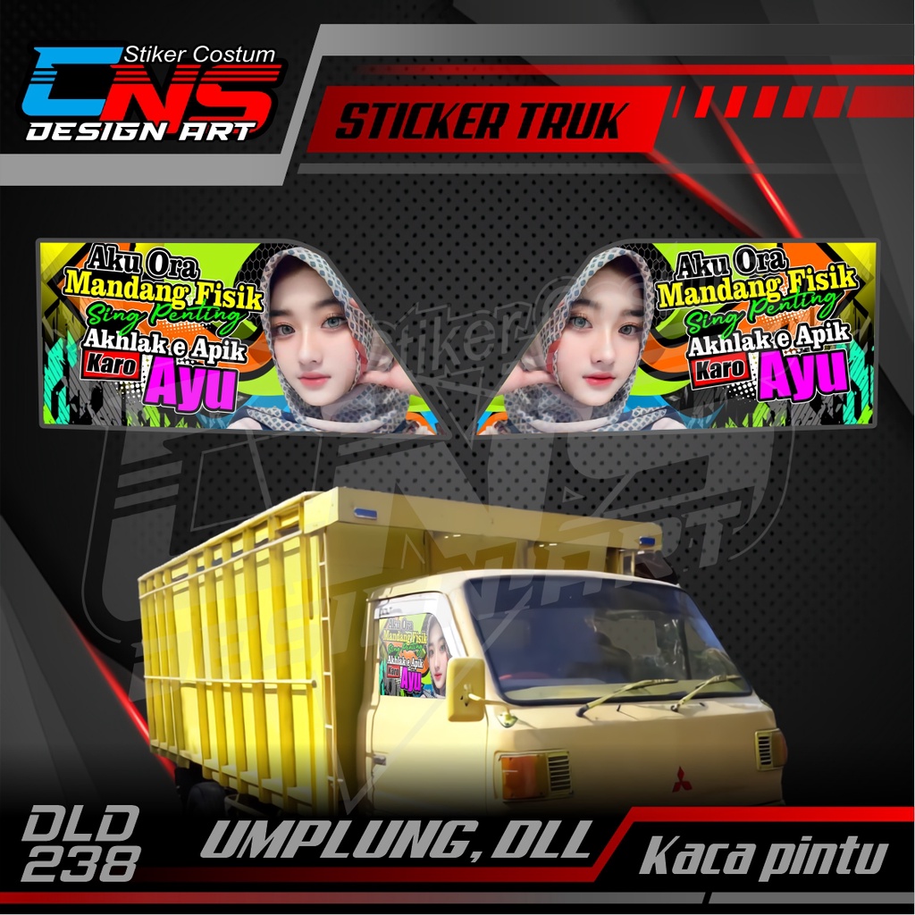 Stiker Kaca Pintu Depan Truk TEPAK/UMPLUNG Bisa Request Foto & Kata-Kata