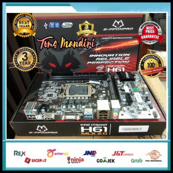 Motherboard H61 Effoxpro Mlx2.0 Lga1155 / Mainboard E-Ffoxpro H61 Ddr3 Diskon