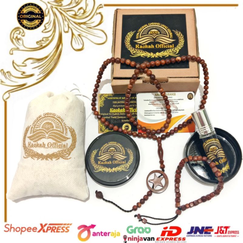 Tasbih Kokka Bulat Kecil 99 Butir Bulan Bintang untuk Kesehatan Bersertifikat Asli Kayu Kaokah Berku