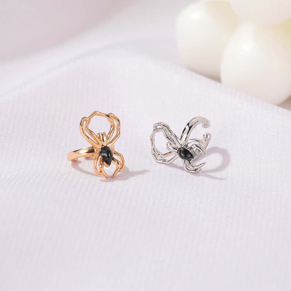 Anting Tindik Palsu Desain Laba-Laba Bahan Baja Gaya Punk Gothic Untuk Pria Dan Wanita
