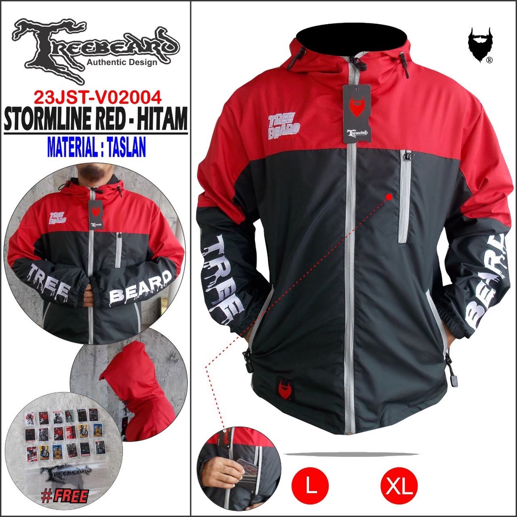 JAKET HOODIE OUTDOOR PRIA STROMLINE / JAKET HOODIE TASLAN PARASUT COWOK SEMI WATERPROOF ANTI AIR WINDPROOF  ORIGINAL TREEBEARD