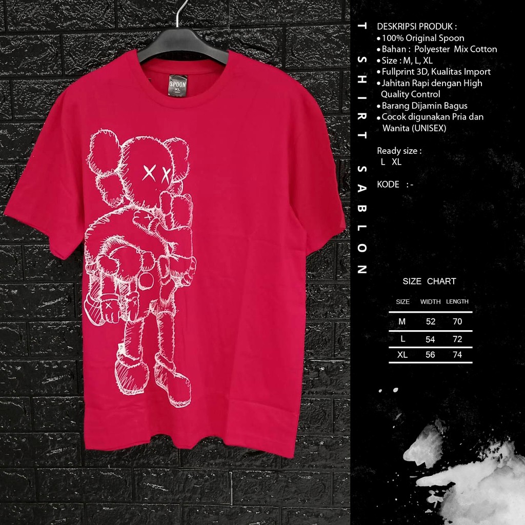 Kaos Sablon Spoon Pria/Wanita Kaws