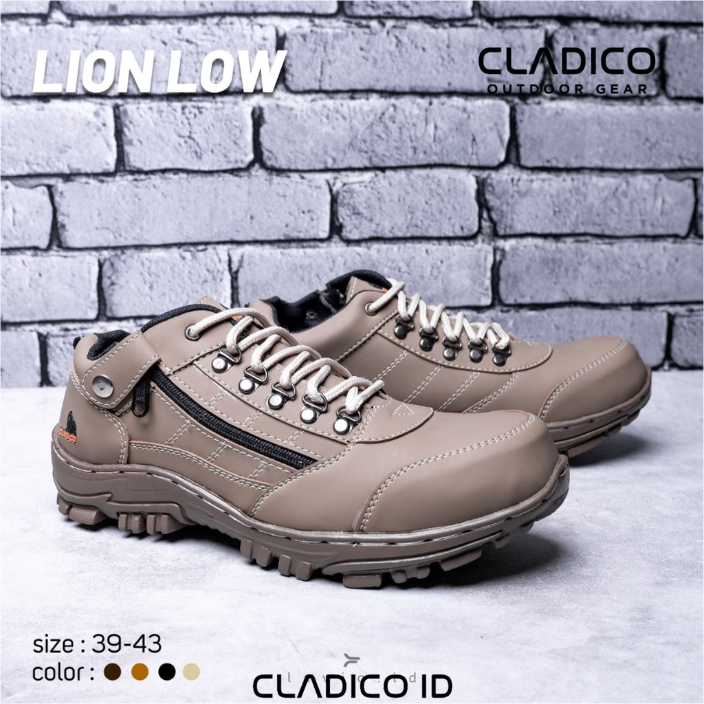 CLADICO Sepatu Safety Pria Boot Pendek Ujung Besi Sefty Lion Low Cowok Kerja Lapangan Proyek Outdoor Mendaki Haiking Berkendara