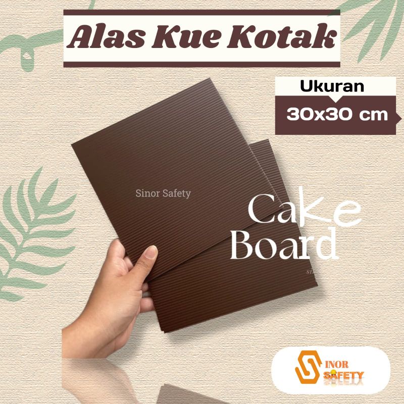 Alas Kue Kotak 30 x 30 cm Coklat Tebal 3mm Tatakan Plastik Impraboard