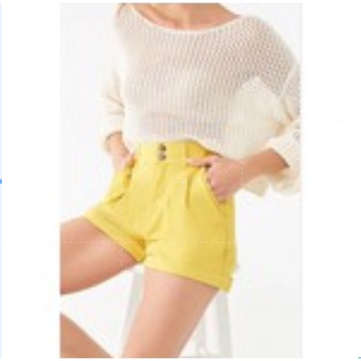 FOREVER 21 FOREVER21 HIGH RISE WAIST SHORT SHORT CELANA PENDEK DENIM JEANS WARNA KUNING YELLOW COLOR