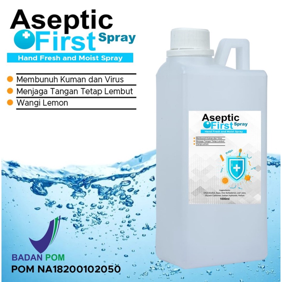 Hand Sanitizer Cair Spray Aseptic First Berizin BPOM Refill 1 Liter