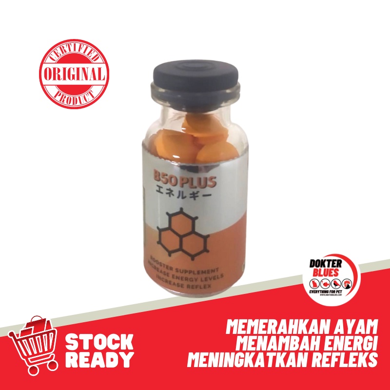 Vitamin Ayam B50 Plus (20 Pil) Memerahkan Ayam Bangkok Menambah Tenaga Eleven Lab