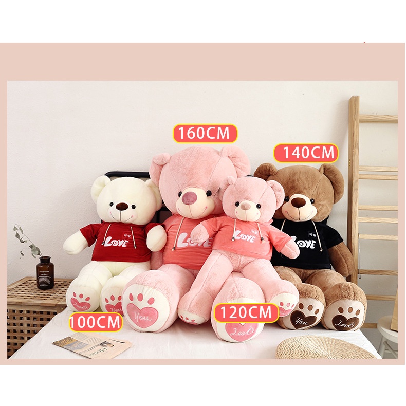 Boneka teddy bear jumbo pakai baju bahan plush