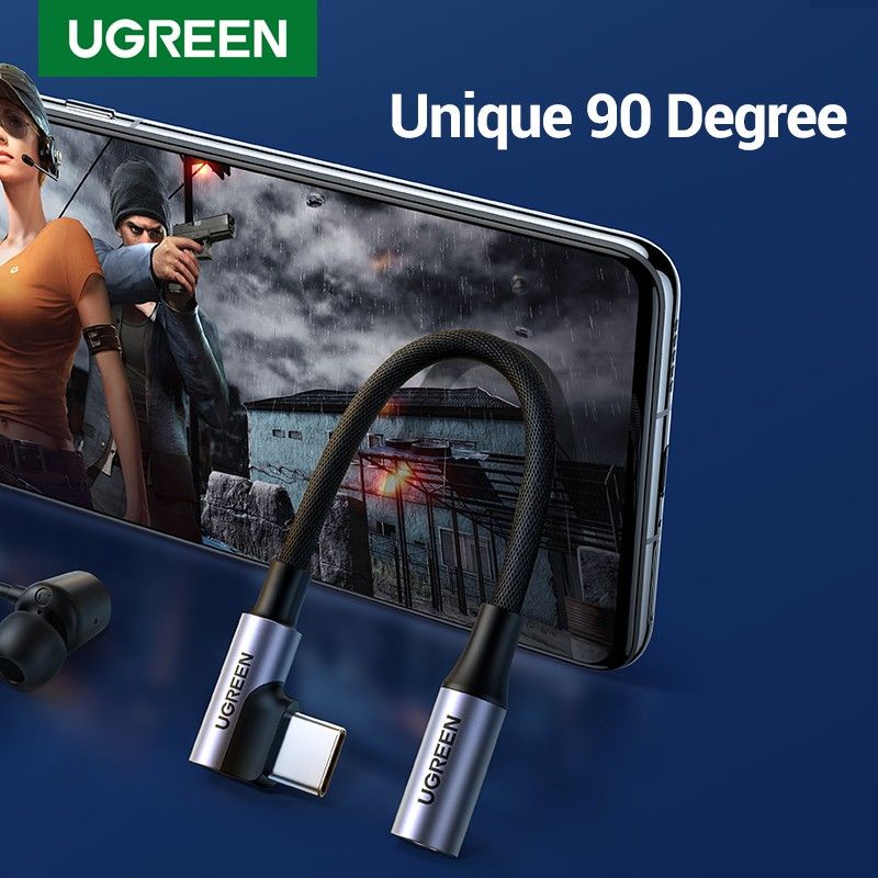 UGREEN Kabel Adapter USB Type C ke Jack Earphone 3.5mm Aux 90 Derajat Digital Sound Quality for Huaw