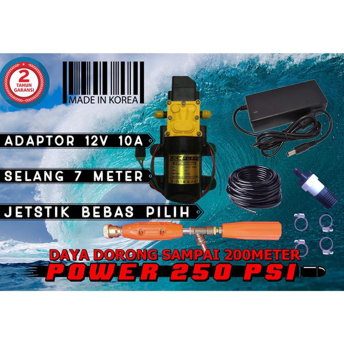 ( BISA COD ) NEW UPGRADE Dinamo Pompa Air DC 12v 250 PSi Plus Adaptor Selang TERLENGKAP Kode 447